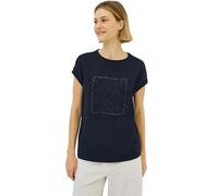 Cecil T-Shirt Damen mit Glitzer-Print Blau Größe XL (44) – Jersey, Rundhals, Kurzarm