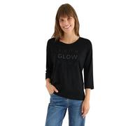 3/4-Arm-Shirt CECIL, Damen, Gr. M (40), schwarz, Web, 50% Modal, 50% Baumwolle, bedruckt, comfort fit normal, Rundhals, abgesteppt, Shirts 3/4-Arm-Shirt, im soften Baumwoll-Mix (16417133-M) schwarz