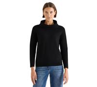 Langarmshirt CECIL, Damen, Gr. L (42), schwarz, Stoff, 63% Modal, 35% Baumwolle, 2% Elasthan, unifarben, comfort fit normal, hoch geschlossener Ausschnitt, abgesteppt, Shirts Langarmshirt, aus softem 