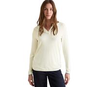 Langarmshirt CECIL, Damen, Gr. XL (44), weiß (vanilleweiß), Stoff, 95% Viskose, 5% Elasthan, unifarben, normal normal, V-Ausschnitt, Bündchen, Shirts Langarmshirt, mit Elastiksaum (11305816-XL) vanill