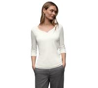 Street One Frauen Shirt mit Herzausschnitt in Weiß, Gr: 36