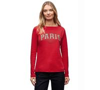 Langarmshirt STREET ONE, Damen, Gr. 38, racing rot, Web, 100% Baumwolle, animal-print, comfort fit normal, U-Boot-Ausschnitt, abgesteppt, Shirts Langarmshirt, aus reiner Baumwolle (63297443-38) racing