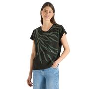 Print-Shirt CECIL, Damen, Gr. XL (44), raw khaki, Web, 100% Baumwolle, bedruckt, comfort fit normal, Rundhals, abgesteppt, Shirts, mit Flammgarn (10611169-XL) raw khaki