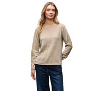 Langarmshirt STREET ONE, Damen, Gr. 46, sanded beige, Stoff, 98% Polyester, 2% Elasthan, unifarben, normal normal, U-Boot-Ausschnitt, abgesteppt, Shirts Langarmshirt, mit U-Boot-Ausschnitt (34902567-4