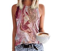 Damen Shirts Ärmellose Sommer Tshirt Oberteile Tanktops Frauen Schwarze Locker Boho Top Rundhals Luftig Blusentop Sweatshirt Bunt Gym Ausgefallene Baumwolle Tank Top Trägershirt