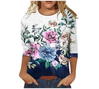 Damen Shirts Sommer Oberteile Damen Frühling Damen Blusen Kurzarm Sommer Tunika Damen Elegant T Shirt Damen 3/4 Arm T-Shirt Damen Sommer Damen Tshirt Tunika Damen Elegant Tshirt Damen（3-Hot Pink,M)