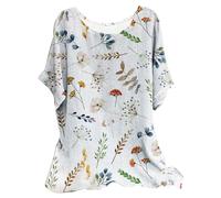 Damen Shirts Sommer Sale Bluse Damen Sommer Kurzarm Oberteile Rundhals Lose Shirt Locker Longbluse Tunika Tops Große Größen Blusenshirt Druck Tshirt Casual Kurzarmshirts Kurzarm Bluse Damen Sommer