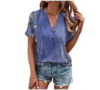 Damen Shirts Sommer,V Ausschnitt Oberteile Damen Frühling Sommerbluse Damen Tshirt Damen Bluse Damen Kurzarm Tshirt Damen Elegant Shirt Damen Sommer,Sommerblusen Damen Leicht Damen Tops Sommer