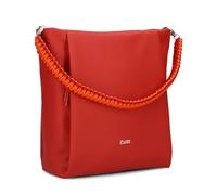 Damen Shopper Yuna YU120 elegante Schultertasche 7 Liter geflochtener Schultergurt, hochwertiges Kunstleder inkl. langem Schultergurt als Umhängetasche zu tragen + Schlüsselband (red)