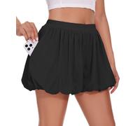 Damen-Shorts, lässig, Sommer, lockere Passform, Workout, athletisch, weites Bein, Ballon, bequeme Lounge-Shorts mit Taschen, Schwarz, Groß