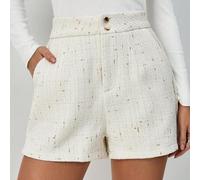Damen Shorts mit Doppelreihe, strukturiert mit metallischen Flecken Bouclé