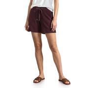 Shorts STREET ONE, Damen, Gr. 44, lila (rustic rouge), Stoff, 59% Polyester, 40% Viskose, 1% Elasthan, unifarben, loose fit ca. Mitte Oberschenkel, Hosen Shorts, mit leichten Crinkles (41438544-44) ru