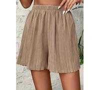 Damen-Shorts, plissiert, hohe Taille, fließende Shorts, Sommer, lässig, elastische Taille, Strand-Shorts, leicht, atmungsaktiv, Lounge-Mini-Shorts