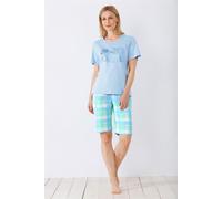 hajo Damen Shorty-Schlafanzug, Premium Cotton hellblau 36/38
