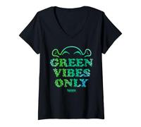 Damen Shrek Green Vibes Only Nature T-Shirt mit V-Ausschnitt