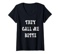 Damen Sie nennen Mich Bette T-Shirt mit V-Ausschnitt