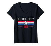 Damen Sioux City T-Shirt Retro Vintage Shirt Geschenk Damen Herren Kinder T-Shirt mit V-Ausschnitt
