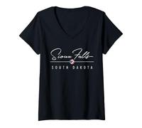 Damen Sioux Falls, Süddakota (SD) T-Shirt mit V-Ausschnitt
