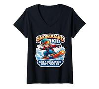Damen Skateboard Kid Like A Regular Kid Only Cooler Lustiger Skate T-Shirt mit V-Ausschnitt