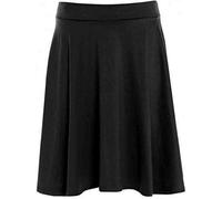 Damen-Skater-Midirock mit elastischem Bund, knielang, Stretch, einfarbig, weicher Stretch, knielang, Swing-Skater-Midirock, Schwarz , 40