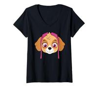 Damen Skye Paw Patrol Gesicht T-Shirt mit V-Ausschnitt