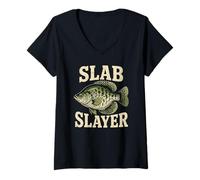 Damen Slab Slayer Big Crappie Fangangeln T-Shirt mit V-Ausschnitt