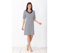 hajo Damen Sleepshirt, Premium Cotton Marine/weiß 36/38