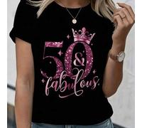 Damen Slim Fit T-Shirt mit Rock-Muster-Muster, weich und bequem, lässig für den Alltag, Streetwear, ganzjährig, Büro/Lounge/Zuhause/Outdoor-Sport/Mini