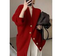 Damen Slim Vertikale Gestreifte Strukturierte Minimalistische Strickjacke, Herbst/Winter