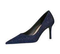 Damen Slingback High Heels Sexy Glitzer Pumps Pointed Toe Schuh 7/10cm Lässig Büroschuhe Dress Schuhe (blau 7cm,38)