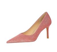 Damen Slingback High Heels Sexy Glitzer Pumps Pointed Toe Schuh 7/10cm Lässig Büroschuhe Dress Schuhe (Rosa 7cm,42)