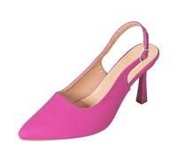 Damen Slingback Pumps Heels Mit Knöchelschnallen Sexy Kitten Heel Vegan Pointed Toe Schuh 7cm Hochzeit Büro Schuhe (Rosenrot,41)