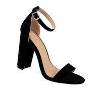 Damen Slingpumps Offen Toe Pumps High Heels Sexy Schnall Blockabsatz Sandalen 9cm Hochzeit Büro Schuhe (schwarz,37)