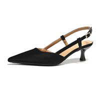 Damen Slingpumps Schnall Blockabsatz Sandalen Kitten Heel High Heels Sexy Pointed Toe Schuh 5cm Lässig Büroschuhe Dress Schuhe (Schwarz,40)