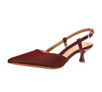 Damen Slingpumps Schnall Blockabsatz Sandalen Kitten Heel High Heels Sexy Pointed Toe Schuh 5cm Lässig Büroschuhe Dress Schuhe (Burgunderrot,40)