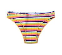 Damen Slip Frauen Bunte Baumwolle Gestreifte Slips Französisch Stil Regenbogen Unterwäsche Sexy Low Unterhose Mädchen Panty Periodenunterschwäsche Nur Die Höschen Für Frauen (D, L)