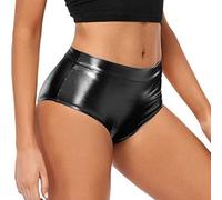 Damen Slip Hohe Taille Bikinihose Stretch Lack Leder Optik Hotpants Booty Shorts Reizwäsche Tanz Outfits Clubwear Hoch taillierter Damen-Karnevals-Slip aus Lackleder mit schmaler Passform
