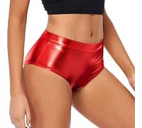 Damen Slip Hohe Taille Bikinihose Stretch Lack Leder Optik Hotpants Booty Shorts Reizwäsche Tanz Outfits Clubwear Hoch taillierter Damen-Karnevals-Slip aus Lackleder mit schmaler Passform