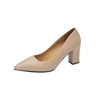 Damen-Slip-on-Absatzschuhe, modische Sandalen, Freizeitschuhe, hohe Atmungsaktivität, Damen-Pumps mit klobigem Absatz, braun, 38 EU