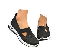 damen slipper schwarz von, Orthopädische Schuhe Damen Breite Füße Slip On Sommerschuhe Sneaker Vermascht Leichte Schlupfschuhe Atmungsaktive Rutschfest Outdoor Bequeme Sportschuhe, Schwarz, 40