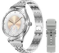 Damen Smartwatch mit Anruffunktion Elegant Fitness Armband Damen mit Blutdruck Herzfrequenz Kalorien Schlaftracker Sprachassistent Diamant Frauen Sportuhr für iOS Android Rosegold Silber