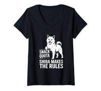 Damen Snackquote Shiba Macht die Regeln lustig Shiba Inu Dog T-Shirt mit V-Ausschnitt