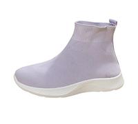 Damen-Sneaker aus Netzstoff, atmungsaktiv, hohe Schaumstoffsohle, Wanderschuhe, Sommer, leicht, runde Zehenpartie, knöchelhoch, modisch, lässig, zum Reinschlüpfen, violett, 39 EU
