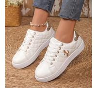 Damen Sneaker in Große Größen mit Schnürung, weiche Sohle bequeme Flache Schuhe, modische Lässig-Sportbekleidung