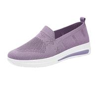 Damen-Sneaker, Netzstoff, atmungsaktiv, flache Wanderschuhe, Sommer, Knöchelunterstützung, Sneaker, Damen, leicht, keine Spitze, orthopädischer Keilabsatz, violett, 38.5 EU