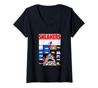 Damen Sneaker Shark Sneaker Head T-Shirt mit V-Ausschnitt