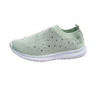 Damen-Sneaker Zum Glitzernde Hineinschlüpfen Atmungsaktive,leichte Laufschuhe Aus Mesh, Modische, Glitzernde Freizeit-Sneaker Mit Flacher Sohle Für Partys Und Freizeit-Green||Numeric_35