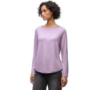 Langarmshirt STREET ONE, Damen, Gr. 46, soft lavender meliert, Stoff, 67% Viskose, 30% Polyester, 3% Elasthan, unifarben, normal normal, Rundhals, abgesteppt, Shirts Langarmshirt, aus softem Materialm