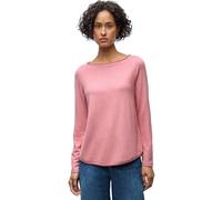 Langarmshirt STREET ONE, Damen, Gr. 46, almond coral meliert, Stoff, 67% Viskose, 30% Polyester, 3% Elasthan, unifarben, normal normal, Rundhals, abgesteppt, Shirts Langarmshirt, aus softem Materialmi