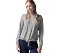 Langarmshirt STREET ONE STUDIO, Damen, Gr. 44, grau (saltwater grau melange), Stoff, 80% Viskose, 15% Polyester, 5% Elasthan, unifarben, gerade normal, hoch geschlossener Ausschnitt, Bündchen, Shirts,